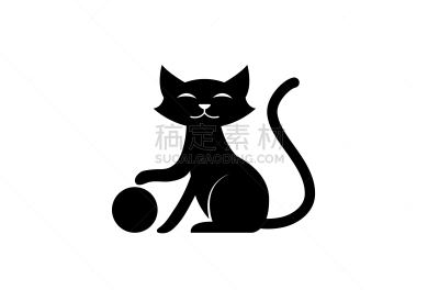 品牌名称,猫,黑色,球体,可爱的,几何形状,门诊部,模板,动物,微笑