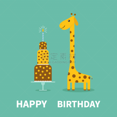 可爱的,蛋糕,生日,蜡烛,斑点,长颈鹿,颈,长发,动画片,火