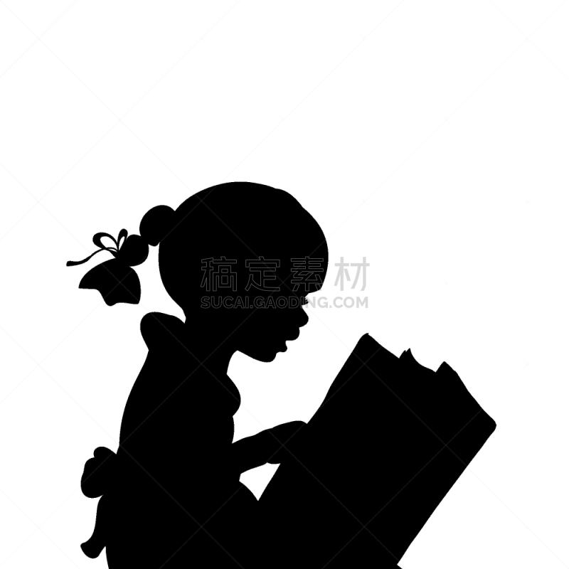 书,女孩,儿童,分离着色,教科书,文学,读书,剪影,休闲,坐
