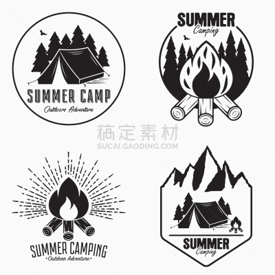 品牌名称,证章,夏令营,大篝火,野生动物,公园,复古,露营,休闲