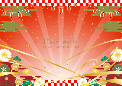 新年前夕,日本,背景,梅子,户外,绘画插图,新年,优美,红色,五彩纸屑