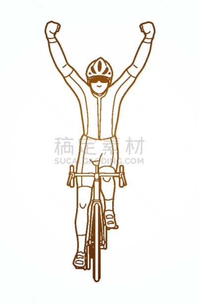 骑自行车,分离着色,轮廓,脚踏车,男人,举起手,图像,自行车,获胜