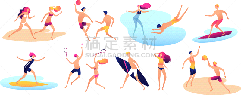 夏天,人,海滩,动作,家庭,运动,女人,节日,度假,休闲