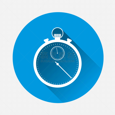stopwatch icon on blue background flat image