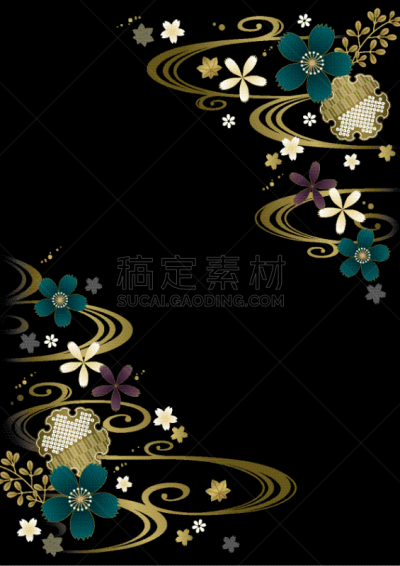 日本,黑色,式样,传统,华贵,边框,新年前夕,波浪,背景,绘画插图