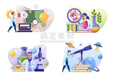 scientific laboratory flat set