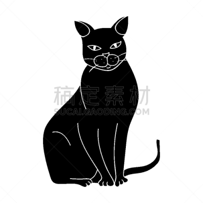 分离着色,白色,沙尔特勒猫,黑色,计算机图标,可爱的,宠物,摆拍,猫,哺乳纲