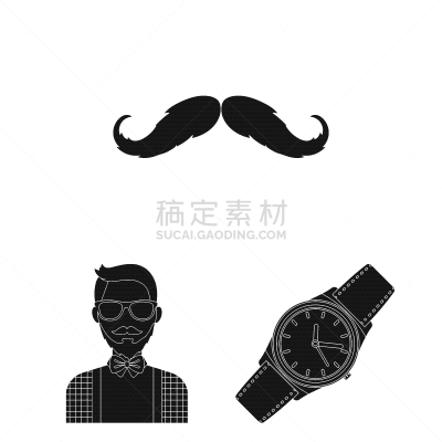 黑色,时尚,潮人,计算机图标,分离着色,爵士乐,男人,图像,收集,布置