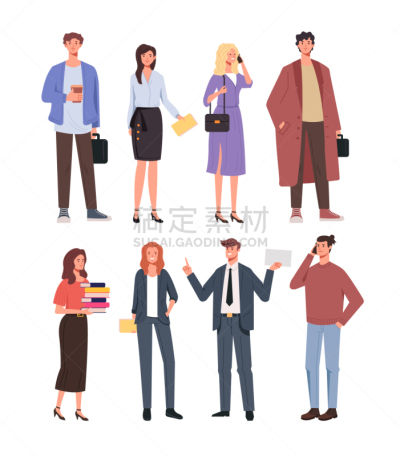 办公室,性格,矢量,商务,绘画插图,卡通,公寓,插画,青年人,设计