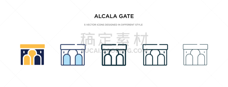 alcala gate icon in different style two colored