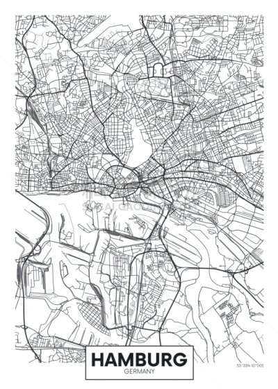 街道图,汉堡,林荫路,公园,河流,建筑结构,美因河,都市风景,剪影