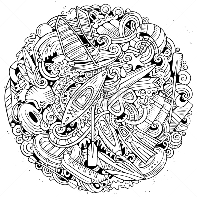 乱画,绘画插图,矢量,水上运动,动物手,绘制