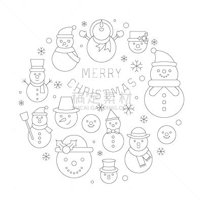 雪人,计算机图标,背景聚焦,可爱的,轮廓,男人,圣诞帽,冬天,干燥食品