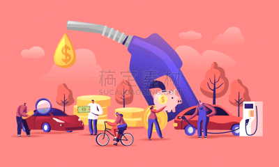 汽车,加油站,车站,绘画插图,加燃料,男人,概念,生物柴油,汽油,经济