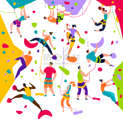 绘画插图,人,矢量,山,动作,性格,风险,运动,平衡,设备用品