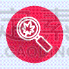 white line magnifying glass with leaf icon