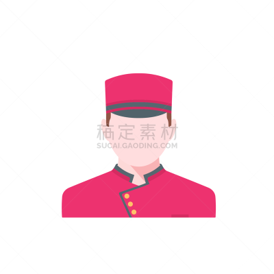 绘画插图,矢量,门房,门童,头像,扁平化设计,酒店职位,看门人,背景分离,简单