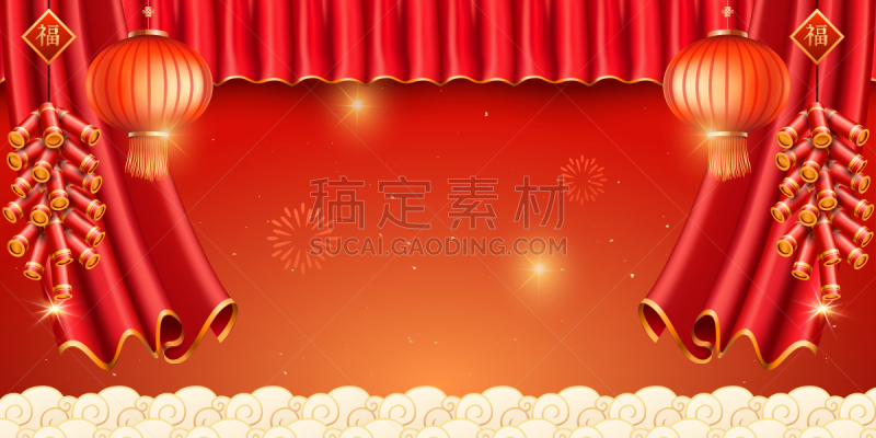 贺卡,灯笼,春节,红色,放焰火,装饰品,福字,装饰,燃烧,写实
