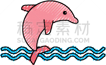 分离着色,可爱的,海豚,图标,自然,图像,海洋,大西洋白脊豚,行动,设计