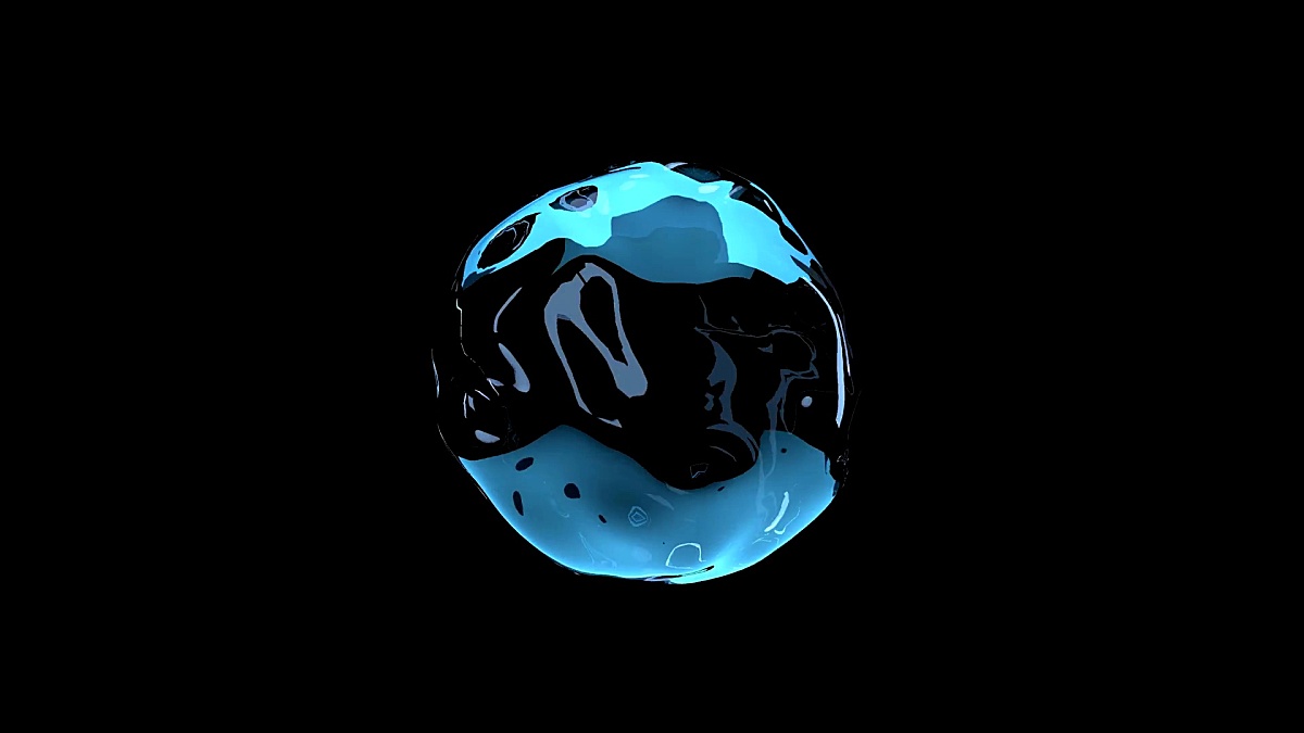 空间中水滴的运动。3D渲染。