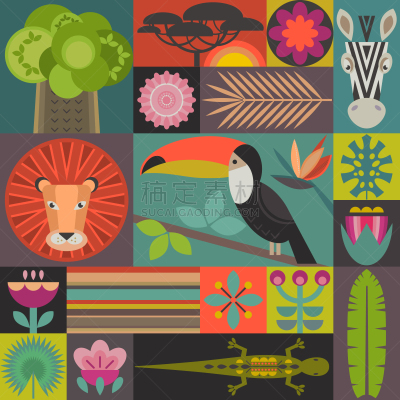 seamless pattern with geometric cartoon