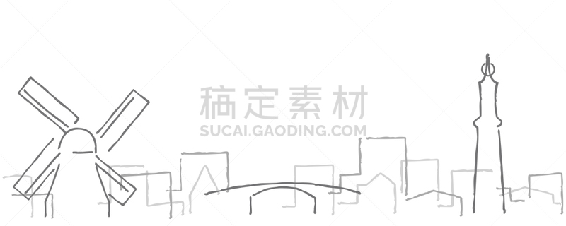 线条,著名景点,城市天际线,极简构图,阿姆斯特丹,城市生活,旅途,简单,铅笔画,线条画