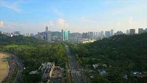 晴天珠海城市景观交通道路空中全景 中国