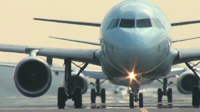 空中客车A320飞机特写出租车