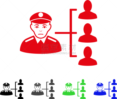 警官,计算机图标,红色,符号,不高兴的,策略,设计元素,联系