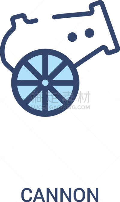 炮,计算机图标,两个物体,极简构图,概念,线条,白色,轮廓