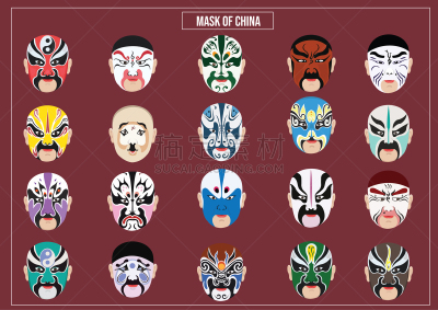中国,绘画插图,矢量,面具,传统,背景分离,传单,北京,模板,现代