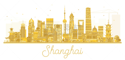 城市天际线,黄金,上海,商务,名声,建筑业,建筑,天空,剪影