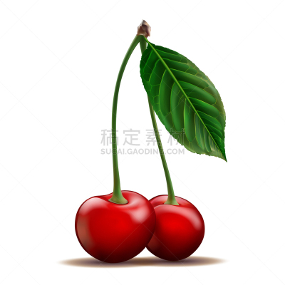 熟的,樱桃,分离着色,红色,白色背景,两个物体,清新,食品,果酱,维生素