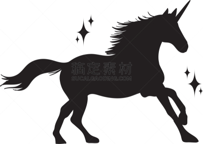 独角兽,巫术,高雅,可爱的,秘密,小马,现代,自然美,动物,剪影