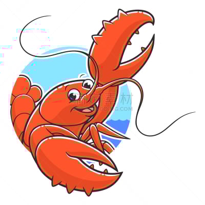 龙虾,圆形,背景,可爱的,海洋生命,螯虾,食品,巨蟹座,品牌名称,绘画插图