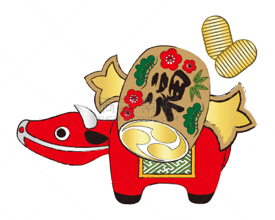 母牛,绘画插图,日本,小雕像,槌子,矢量,福字,可爱的,华丽的,纸玩偶