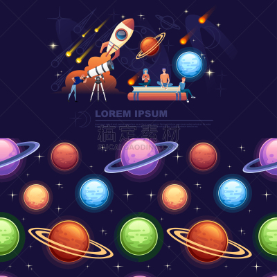 天空,绘画插图,夜晚,望远镜,矢量,水平画幅,星星,男人,设计,落下
