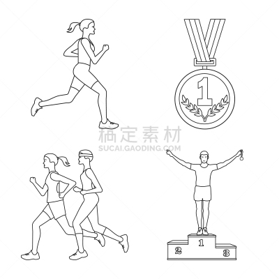 短跑,女人,女孩,轮廓,黄金,美,锻炼,收集