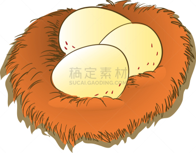 卵,卡通,动物的巢,分离着色,白色,自然,矢量,食品,图像,褐色
