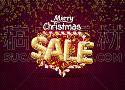 merry christmas sale off ballon number on red