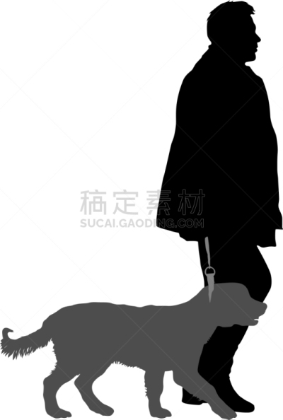 男人,狗,白色背景,分离着色,白色,人,纯种犬,梗犬,剪影,收集