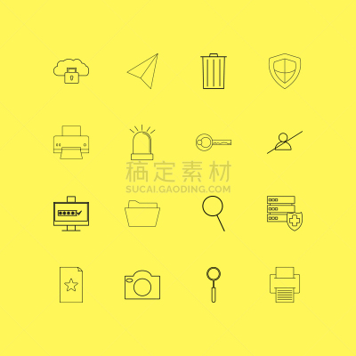 轮廓,直的,物联网,图标集,计算机,打印机,图像,矢量,纸飞机,搜寻