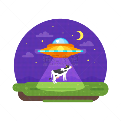 夜晚,外星人,诱拐者,母牛,分离着色,哺乳纲,牛,动物,矢量,飞