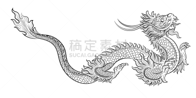 动物手,线条画,中国龙,热情,灵感,日语,泰国,复古风格,人种,动物