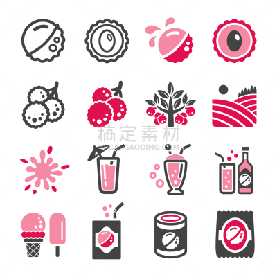 荔枝,图标集,标志,品牌名称,清新,食品,维生素,果汁,熟的,糖浆
