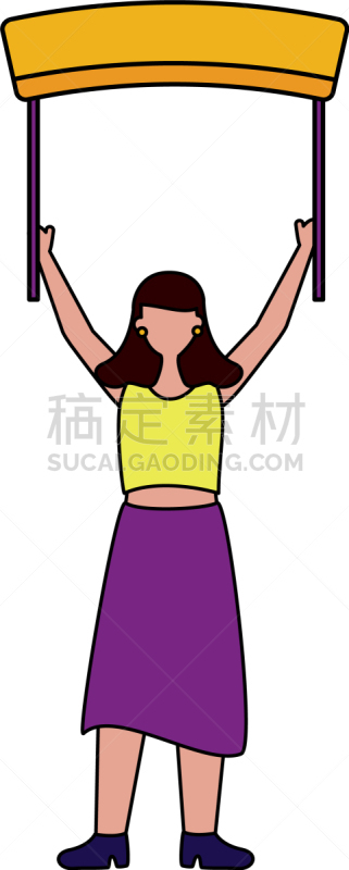 女人,拿着,布告栏,木制,白色背景,分离着色,白色,商务,文字,空白的