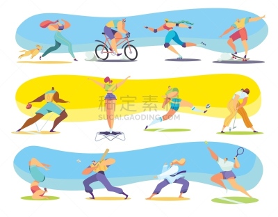 运动,矢量,绘画插图,卡通,人,与众不同,空手道,体操,背景分离,传送带