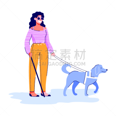 损失,动物,视力,矢量,绘画插图,狗,卡通,步行,服务,微笑