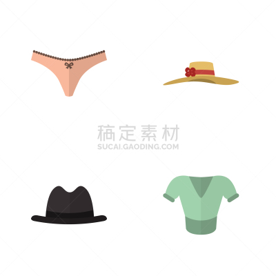 休闲装,计算机图标,平坦的,巴拿马草帽,服装店,红色,外衣,布置