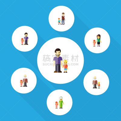家庭,孙辈,母亲,儿子,公寓,计算机图标,女儿,祖母,古老的,布置